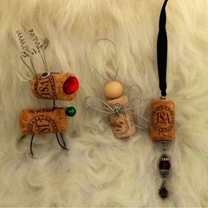 Set of 3 handmade cork ornaments